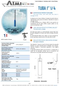 TUBA 1'' 1/4 level detector technical data sheet