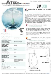 BIP ECO level switch technical datasheet