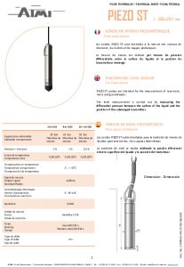 Technical data sheet - PIEZO ST hydrostatic probe