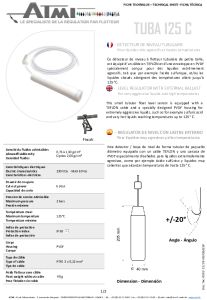 TUBA 125 C level detector technical data sheet