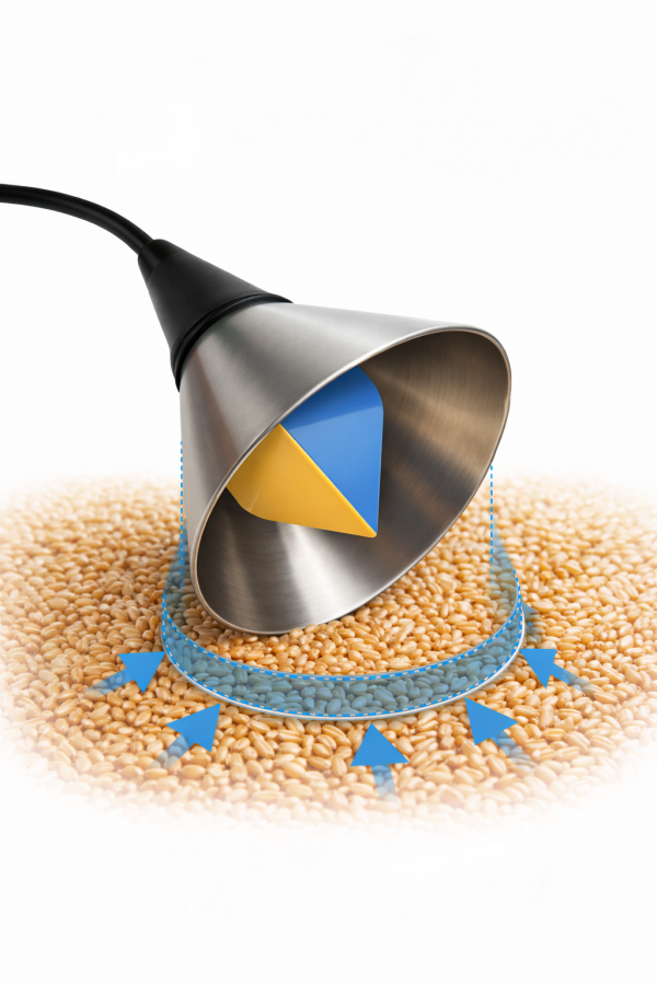 Conical shape: increased contact surface for wheat